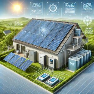 image showing essential components of a solar panel system.